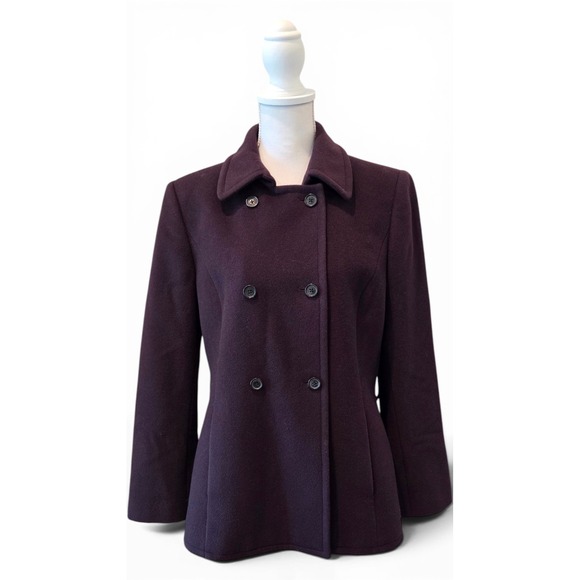 Brooks Brothers Jackets & Blazers - Brooks Brothers Pea Coat Wool Blend Double Breasted Tailored Purple Classic 10